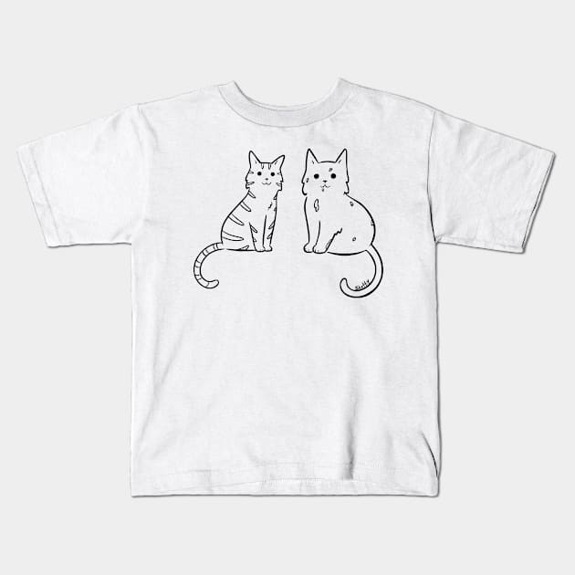 Two Cats Kids T-Shirt by jastinamor